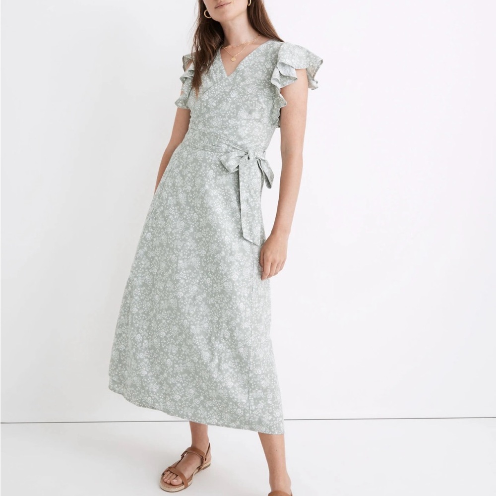 Madewell cotton/linen blend wrap dress